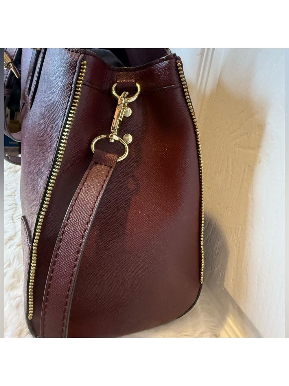 REBECCA MINKOFF SAFFIANO LEATHER TOP HANDLE CROSSBODY SATCHEL TOTE - Picture 5 of 16